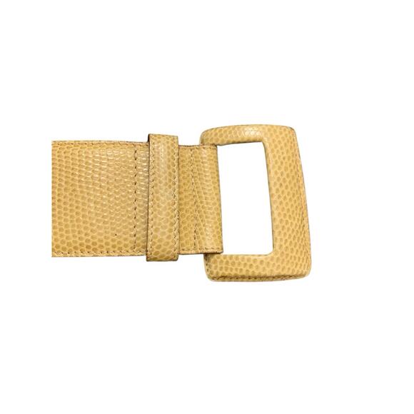 Empori Armani Women’s Wide Corset Style Leather Reptile Yellow Gold 75/30 Italy